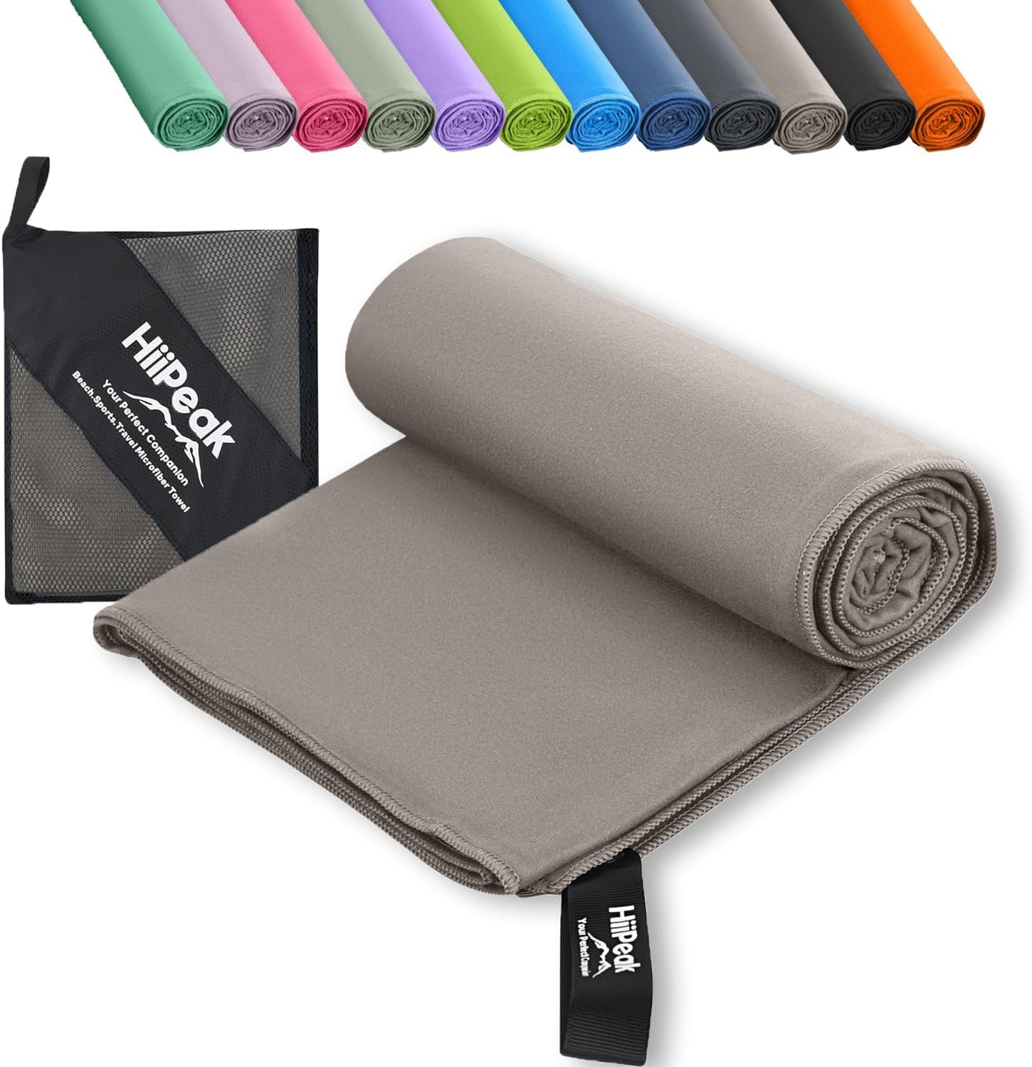 Microfibre Towel Compact Camping Gym Towel - Quick Dry Lightweight Absorbent Sports Swimming Traveling Hiking Drying Towel for Men,Women (Light Grey-1Pack, 40Cm X 80Cm)