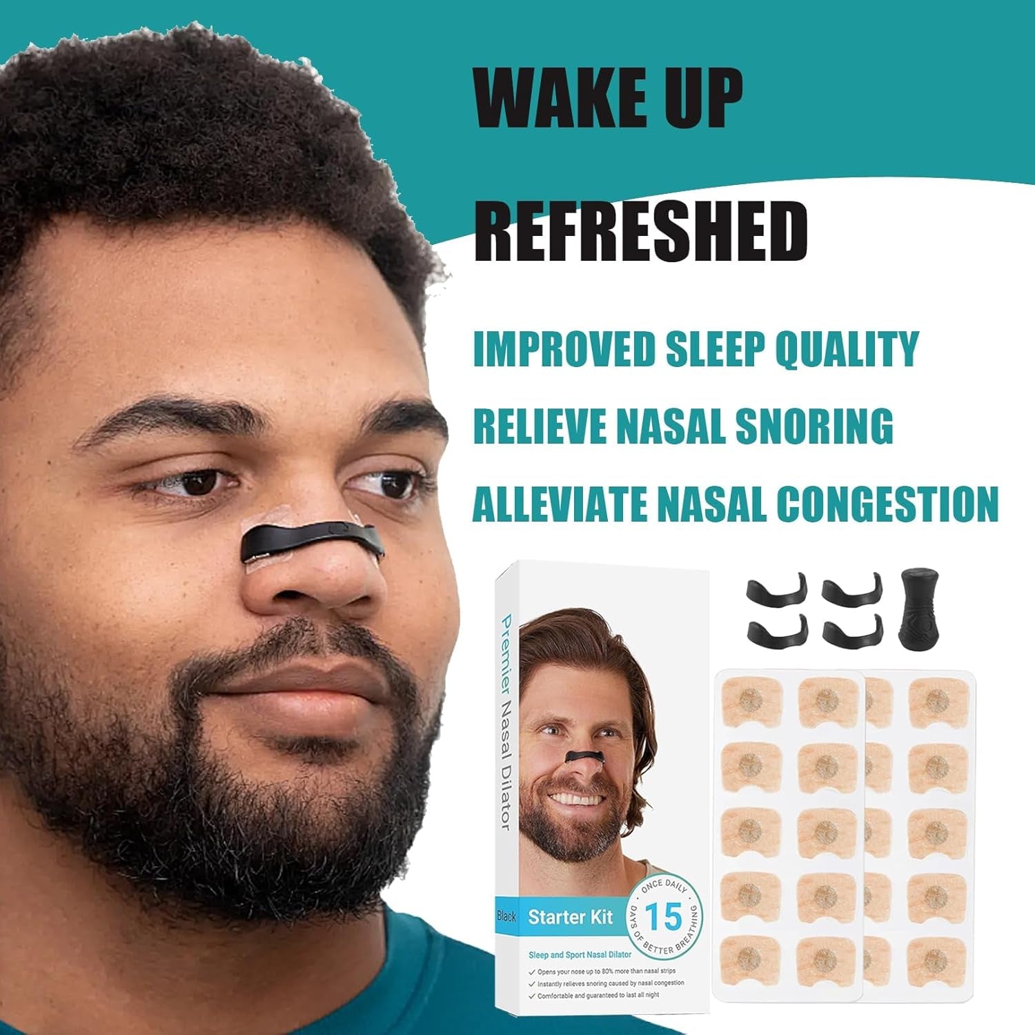 15 Pcs Anti-Snoring Equipment,Intake Breathing Nose Magnets,Anti-Snoring Sleep Nasal Strips,Intake Breathing Nasal Strip for Home,Travel, Hotels,Business Trips and Cars–Suitable for Both Men and Women