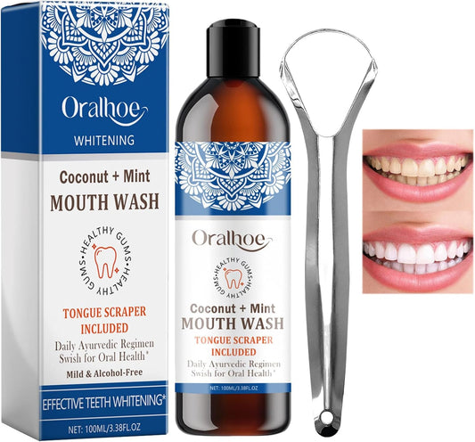 Oil Pulling,Pulling Oil for Teeth,Oil Pulling Coconut Oil,Coconut Oil for Teeth Pulling,Help with Fresh Breath, Teeth Whitening and Healthier Teeth & Gums,Alcohol-Free(Blue 100Ml)